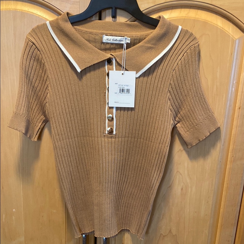 NWT Tan Ribbed Polo Shirt & pants set